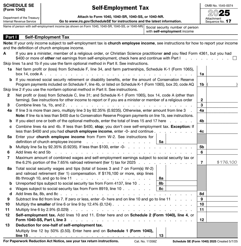 Form 1040-SE preview