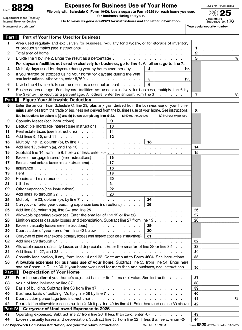 Form 8829 preview