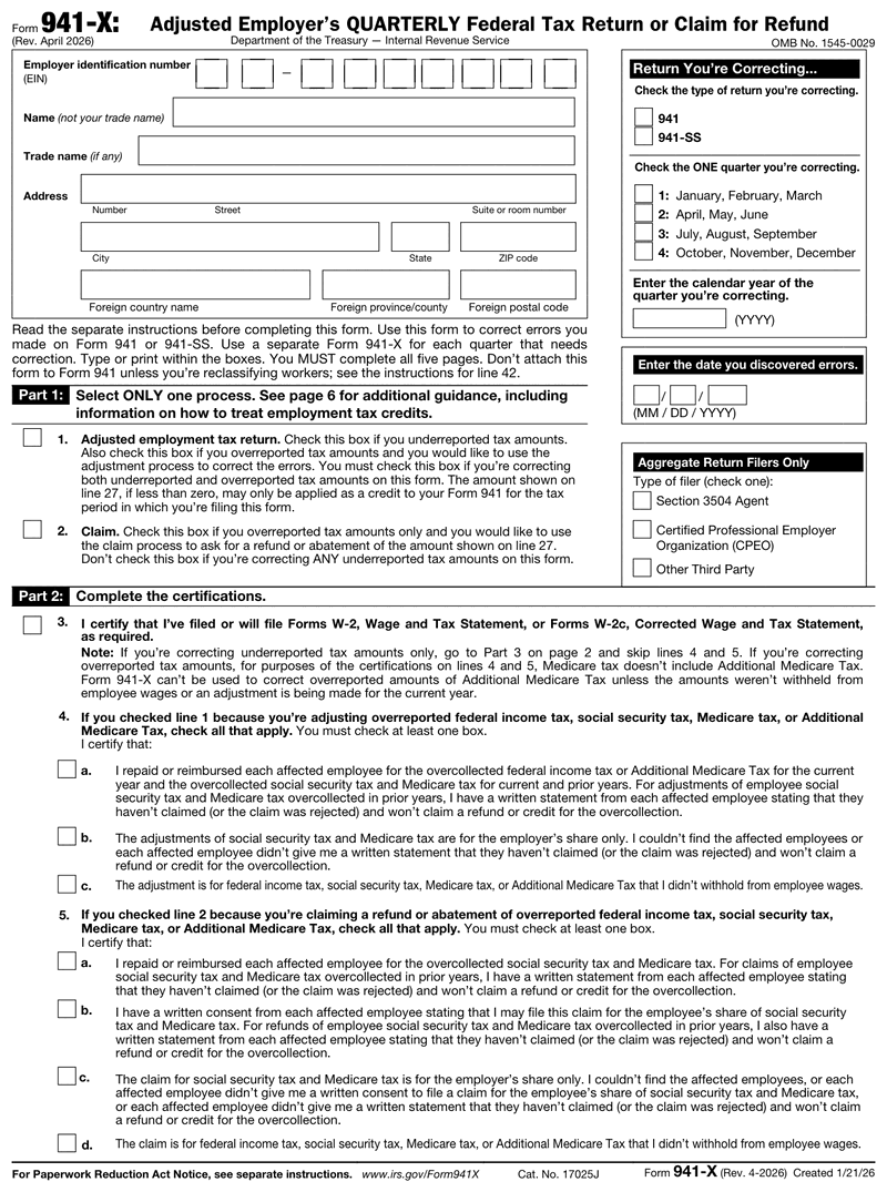 Form 941-X preview – Paystubs.net