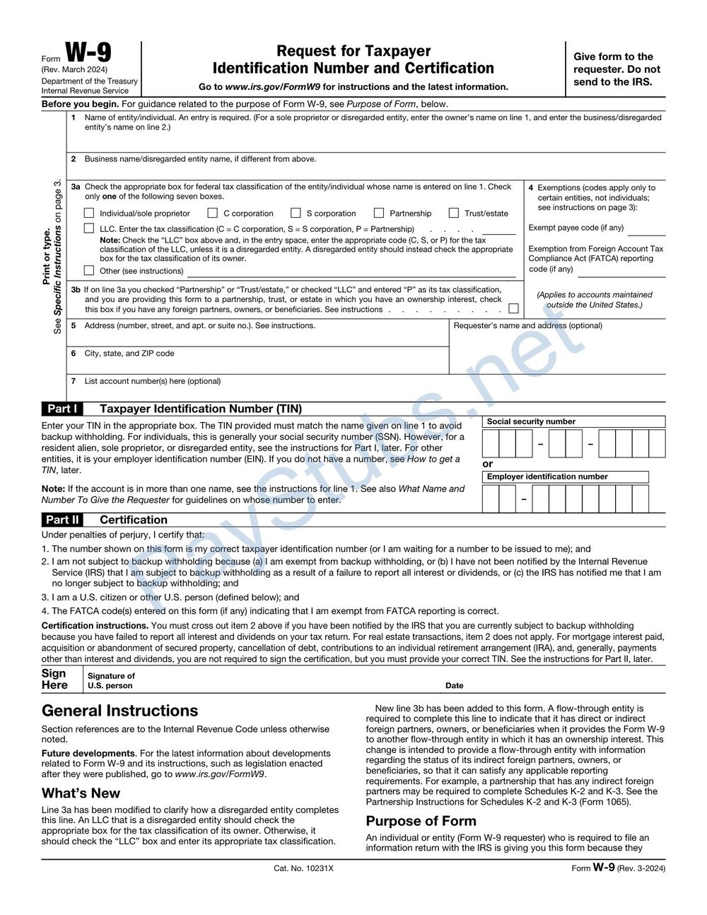 Form W-9 preview