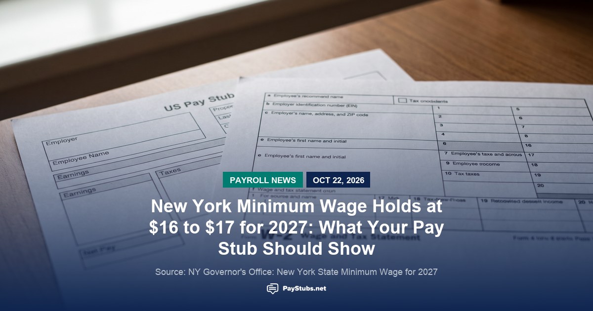 New York Minimum Wage Holds at $16 to $17 for 2027: What Your Pay Stub ...