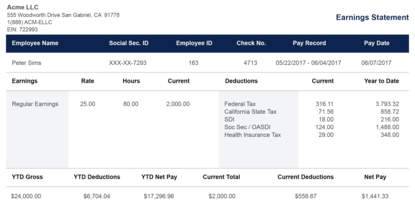 long black pay stub template